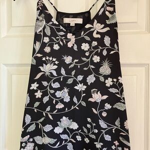 LOFT Floral Black Sleeveless Top